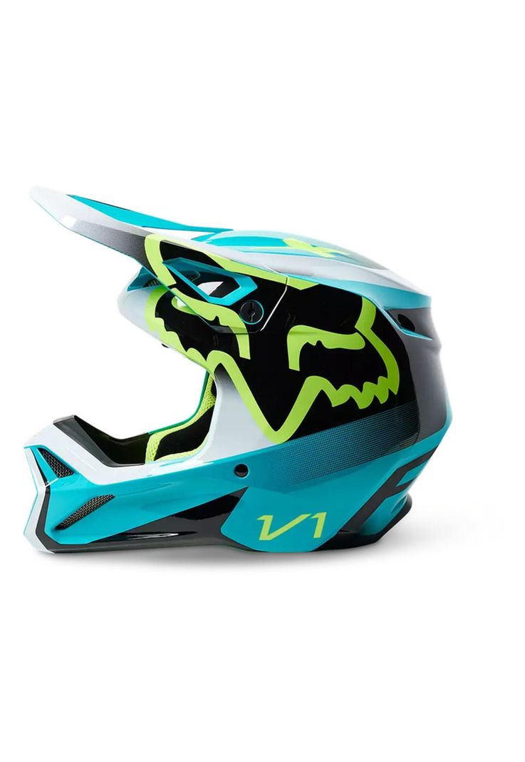 Casco Moto Niño V1 Leed Celeste Fox-2