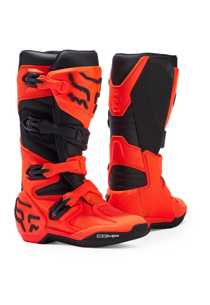 Botas Moto Niño Comp Naranjo Fluor Fox-0