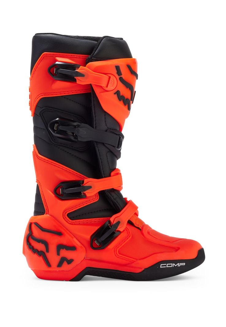 Botas Moto Niño Comp Naranjo Fluor Fox-1