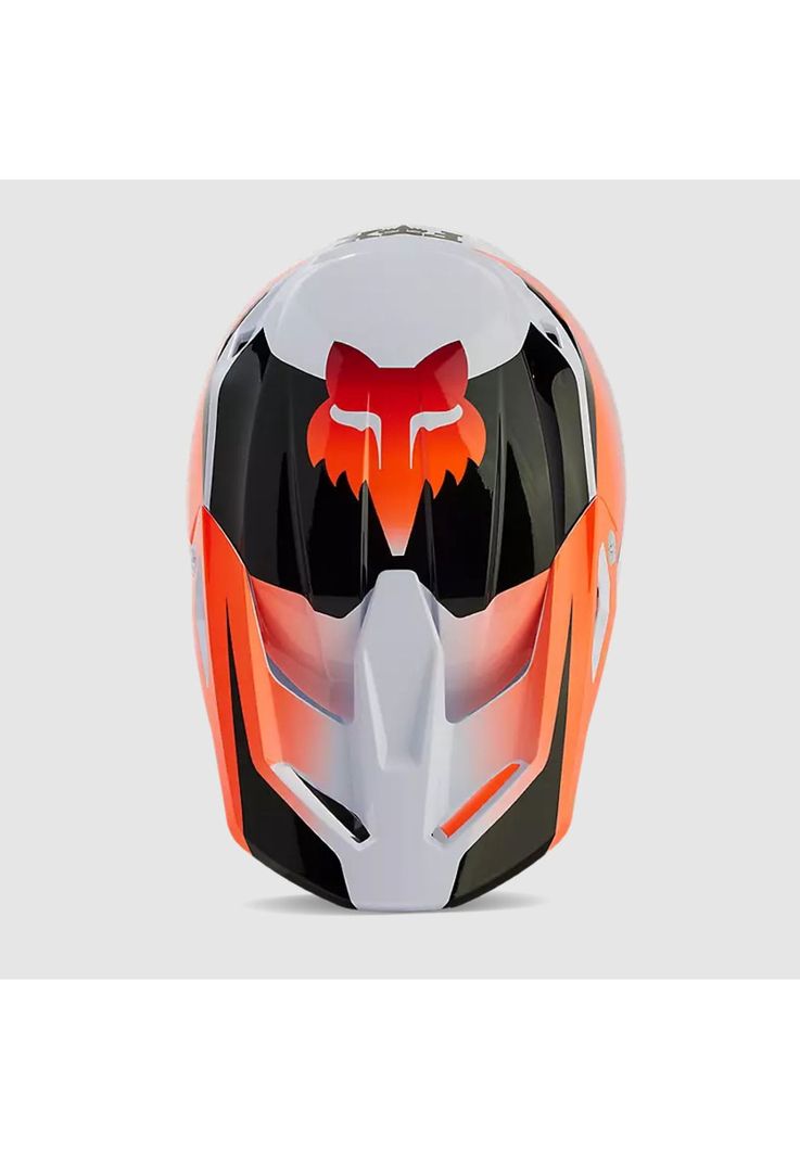 Casco Moto V1 Streak Blanco/Naranjo Fox-3
