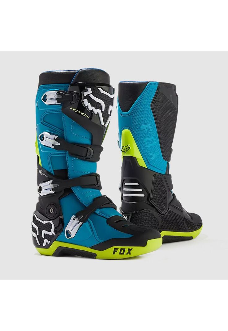 Botas Moto Motion Celeste/Verde Limon Fox-0