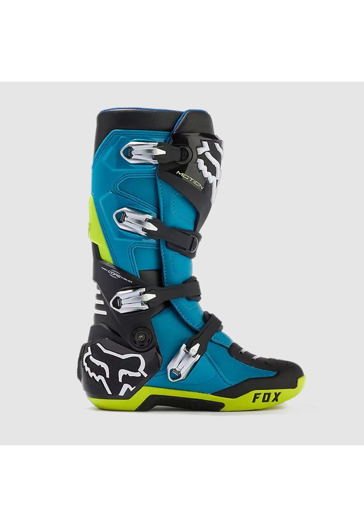 Botas Moto Motion Celeste/Verde Limon Fox-1