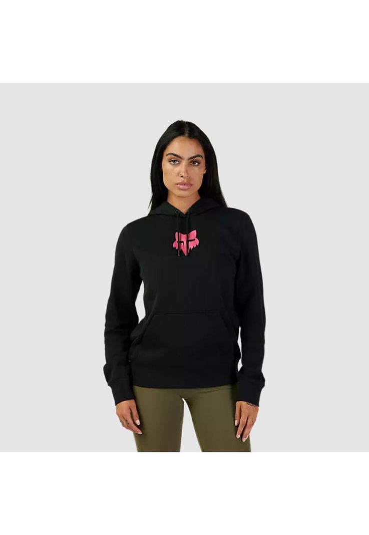 Poleron Lifestyle Mujer Canguro Fox Head Negro/Rosado Fox-2