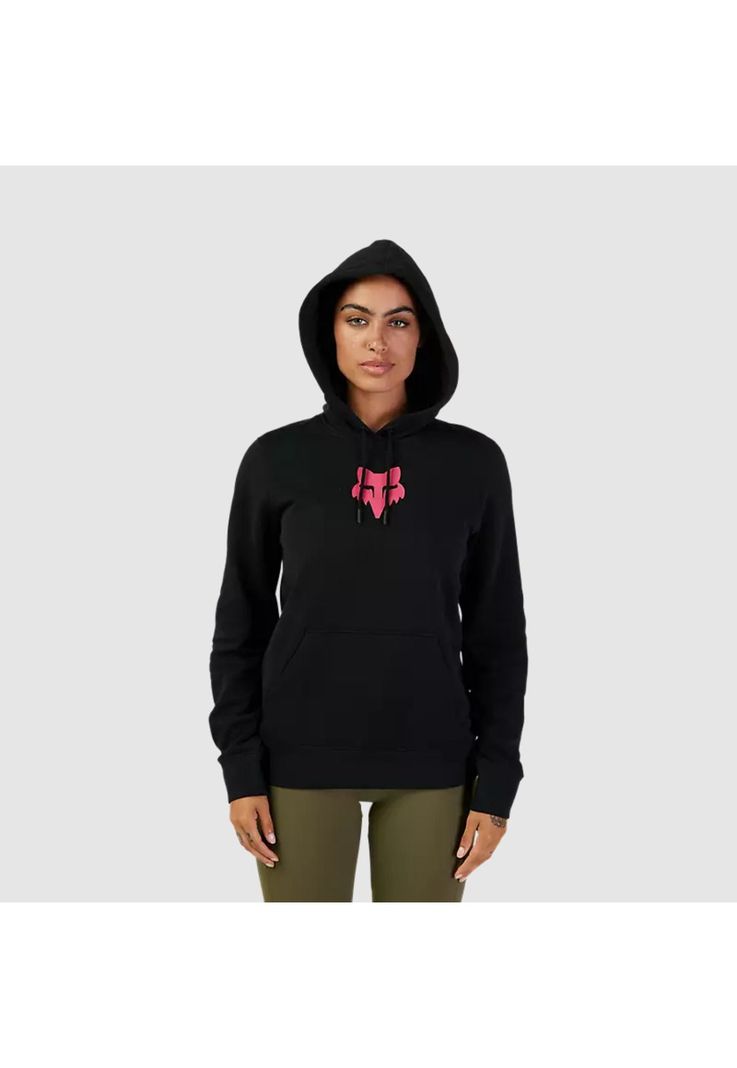 Poleron Lifestyle Mujer Canguro Fox Head Negro/Rosado Fox-3