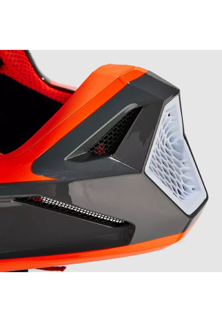 Casco Moto Niño V1 Ballast Gris/Naranjo Fox-7