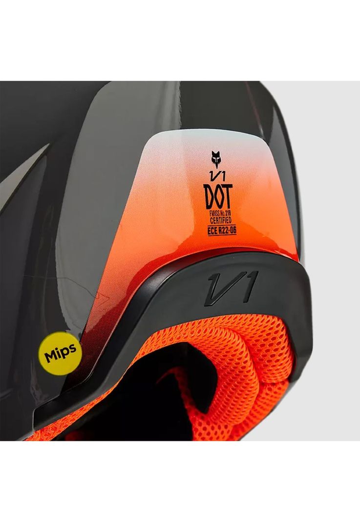 Casco Moto Niño V1 Ballast Gris/Naranjo Fox-8