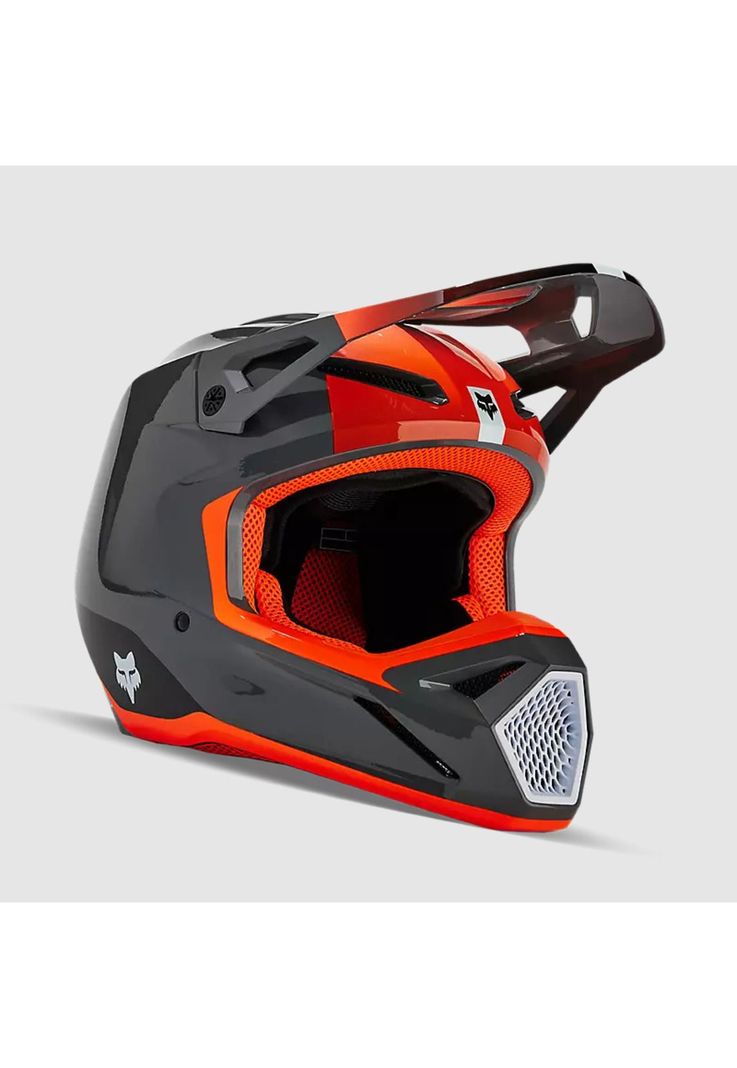 Casco Moto Niño V1 Ballast Gris/Naranjo Fox-0