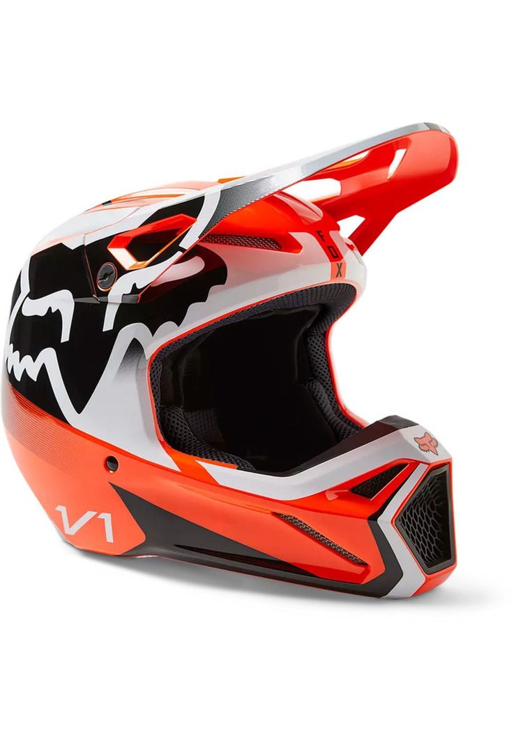 Casco Moto Niño V1 Leed Naranjo Fox-0