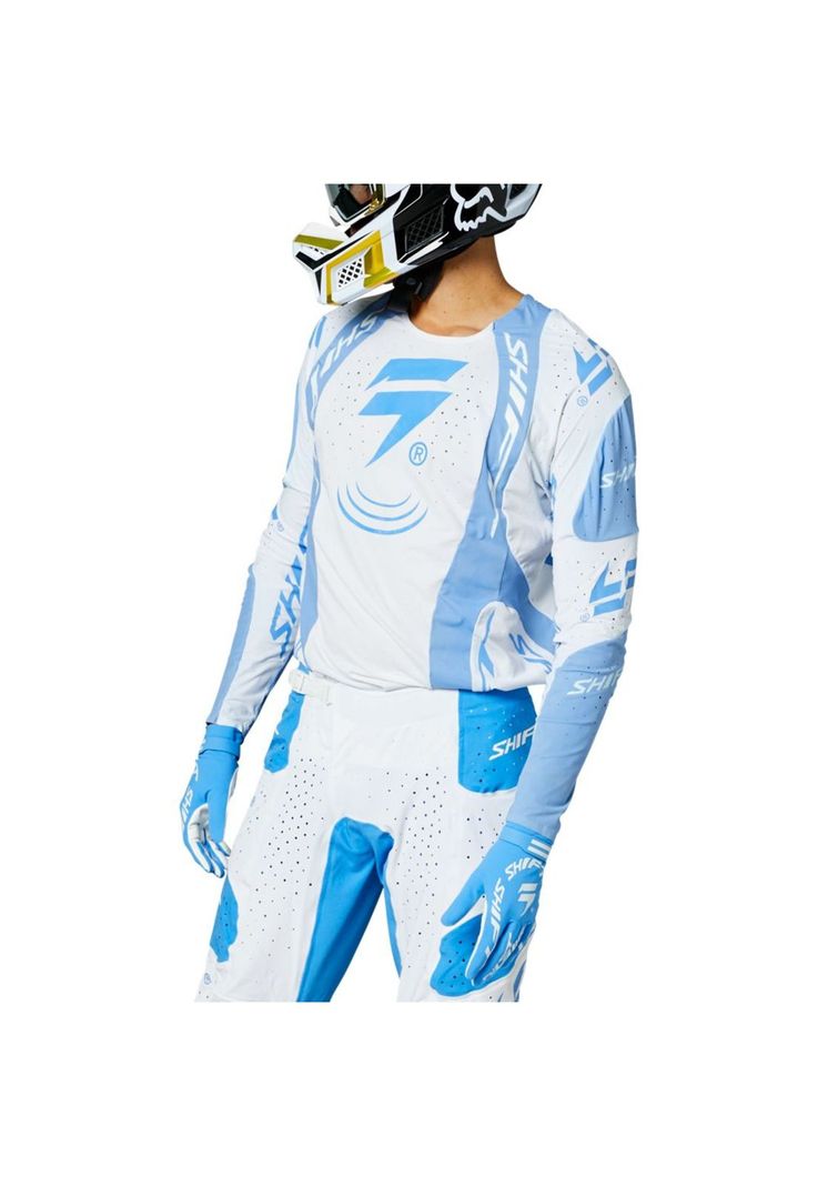 Polera Moto Blue Label Nirvana Blanco/Azul Shift-2