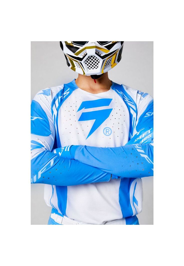 Polera Moto Blue Label Nirvana Blanco/Azul Shift-4