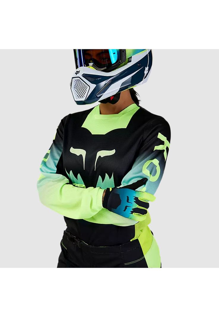 Polera Moto Mujer 180 Flora Negro/Amarillo Fox-3