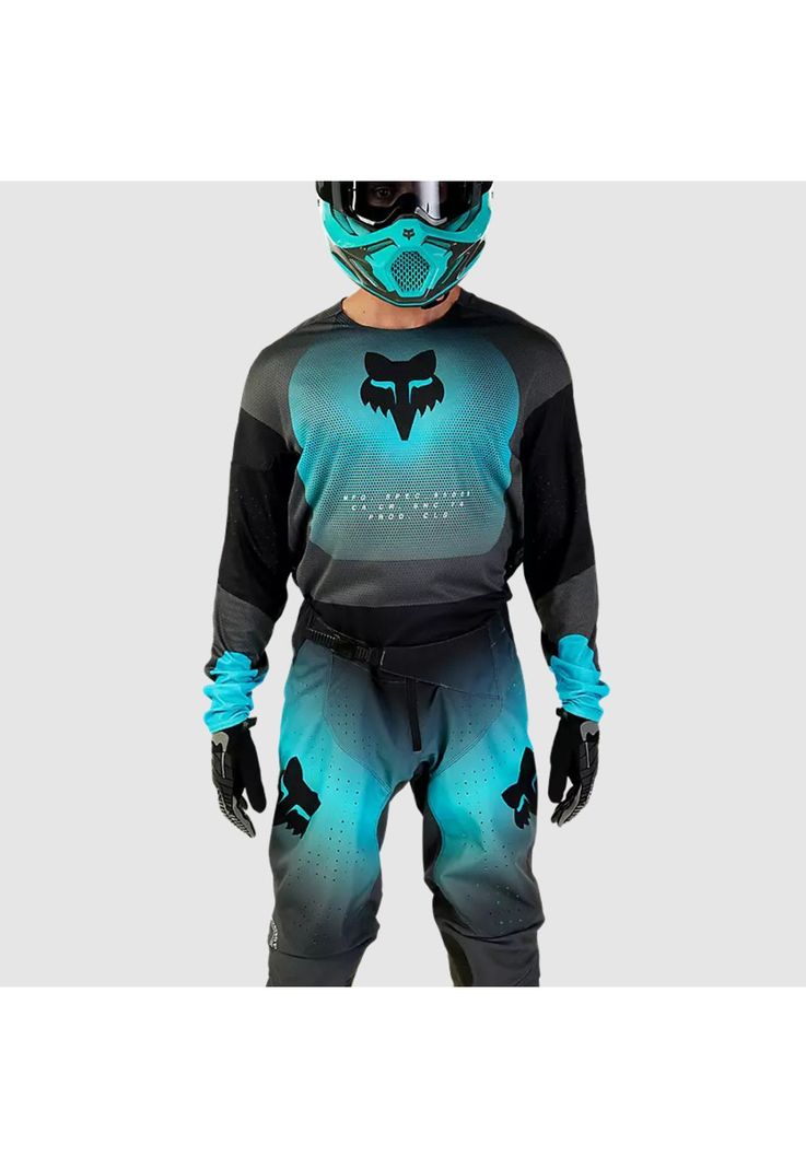 Polera Moto 360 Revise Negro/Celeste Fox -1