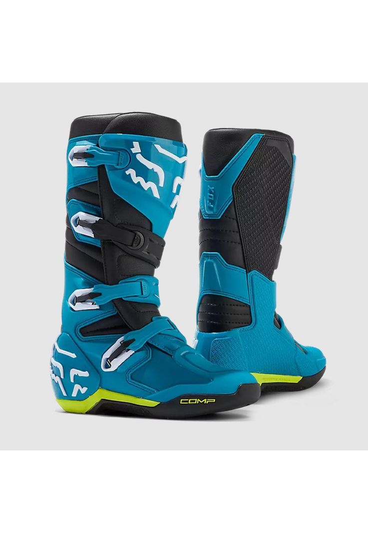 Botas Moto Comp Celeste/Amarillo Fox-0