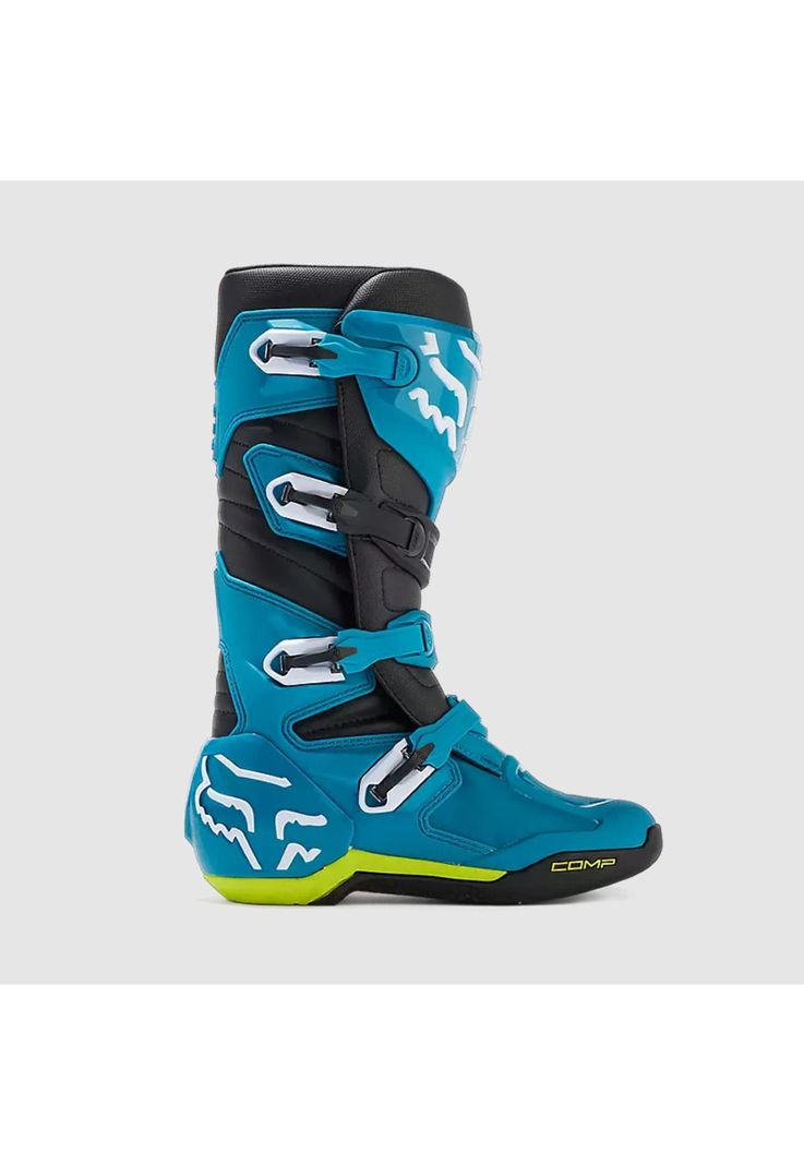 Botas Moto Comp Celeste/Amarillo Fox-1