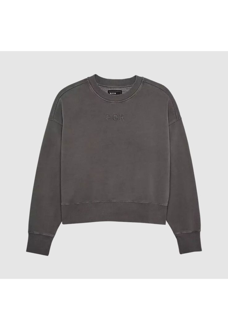 Poleron Lifestyle Mujer Wordmark Crew Oversize Gris Fox-0