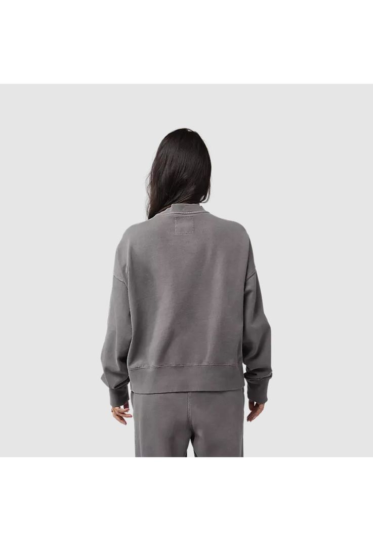 Poleron Lifestyle Mujer Wordmark Crew Oversize Gris Fox-3