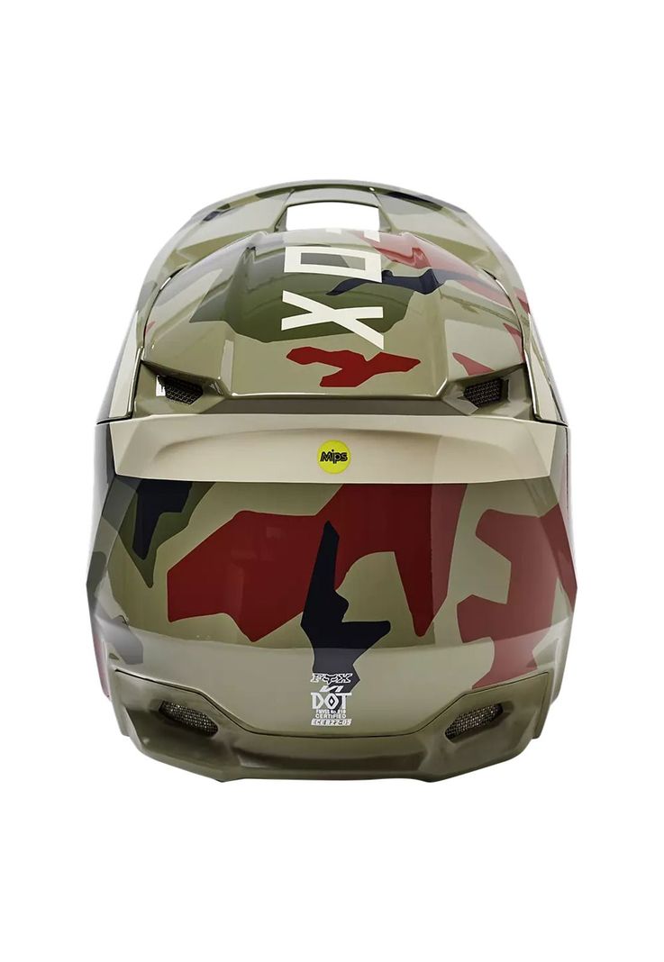 Casco Moto Niño V1 BKNR Camo Verde Fox-3