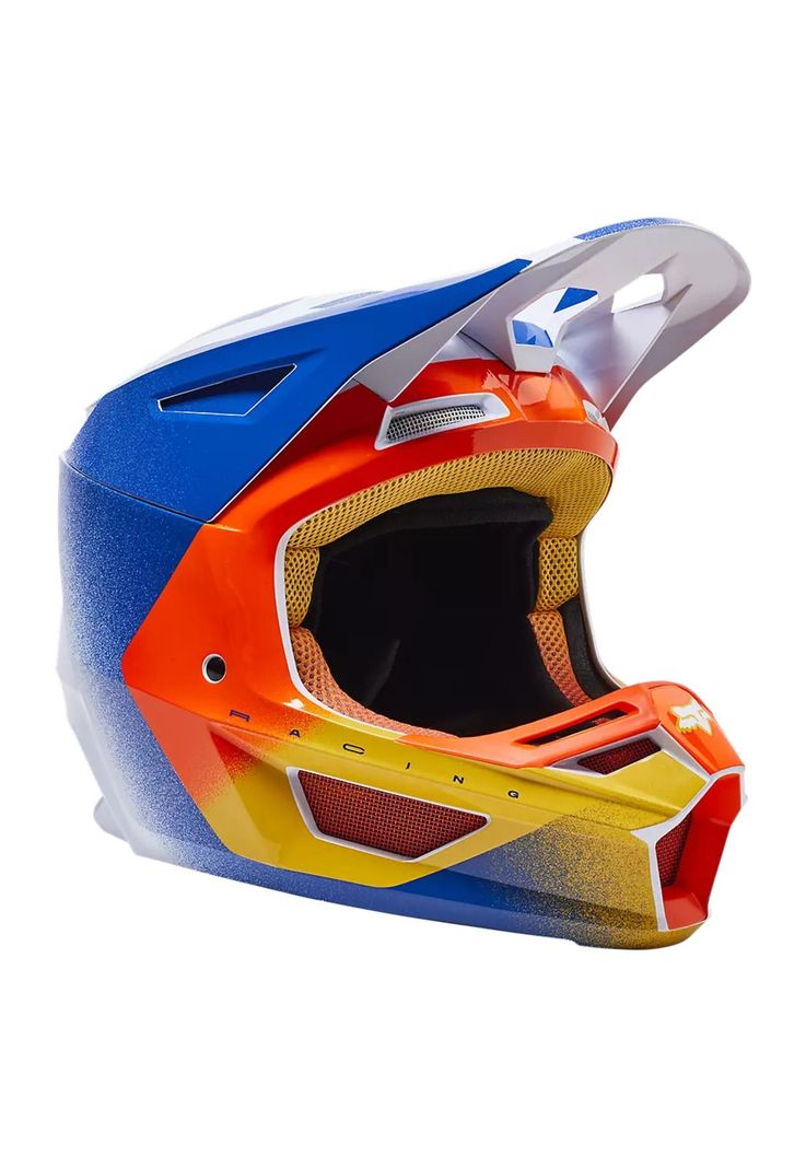 Casco Moto V2 RKANE Naranjo/Azul/Blanco Fox-0