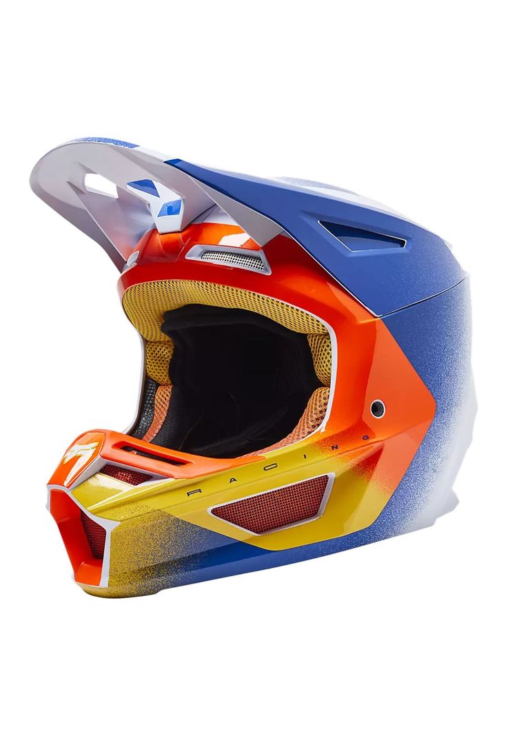 Casco Moto V2 RKANE Naranjo/Azul/Blanco Fox-1