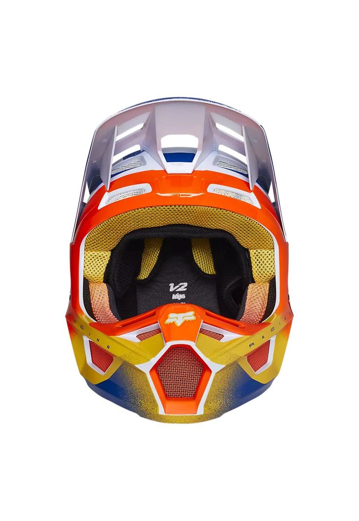 Casco Moto V2 RKANE Naranjo/Azul/Blanco Fox-4
