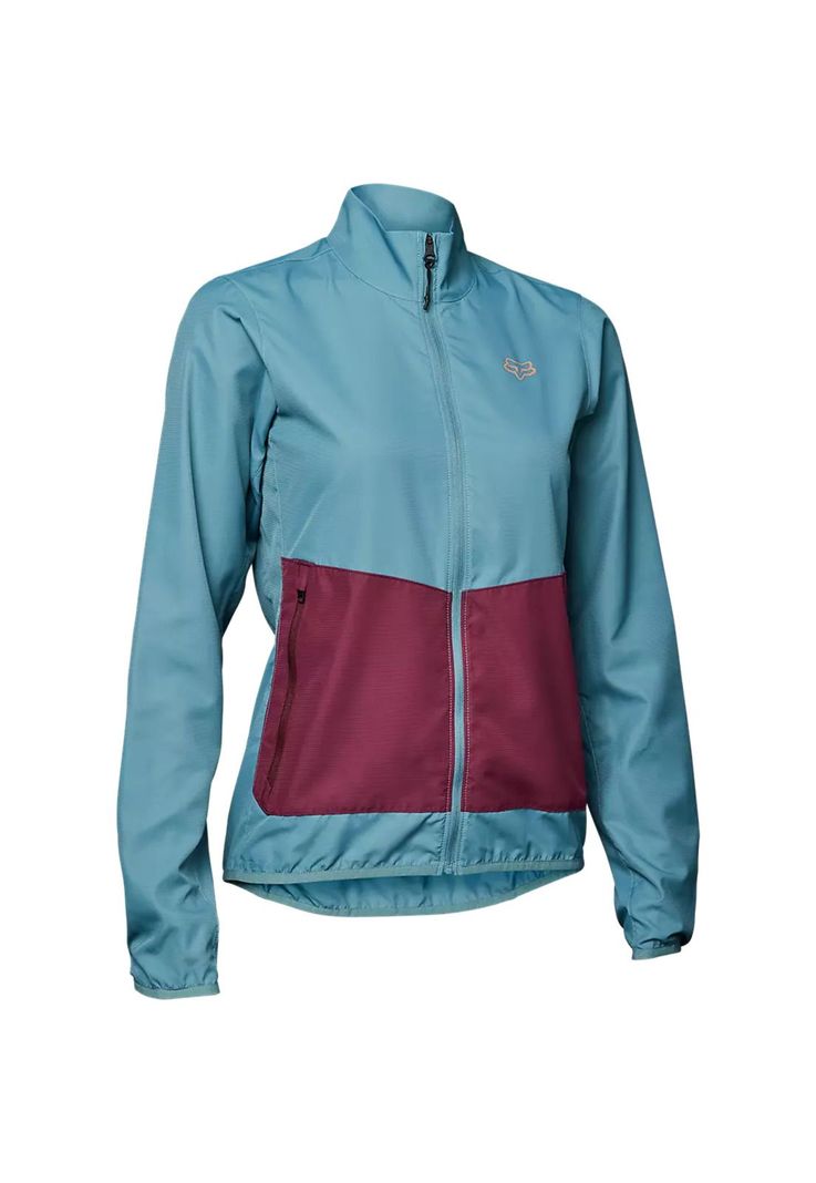 Chaqueta Cortavientos Bicicleta Mujer Ranger Celeste/Morado Fox-0