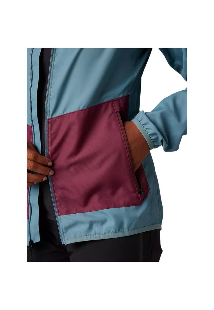 Chaqueta Cortavientos Bicicleta Mujer Ranger Celeste/Morado Fox-5