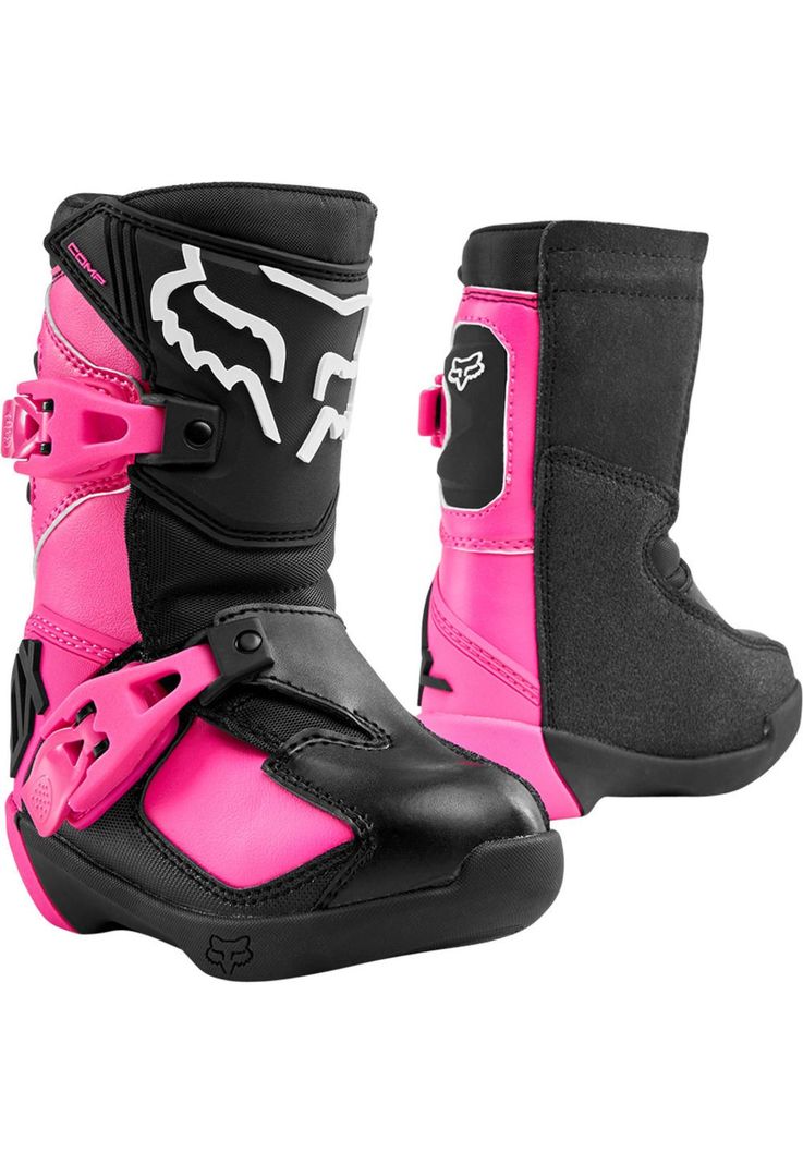 Botas Moto Infantil Comp K Negro/Rosado Fox-0