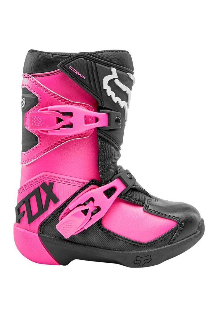 Botas Moto Infantil Comp K Negro/Rosado Fox-1