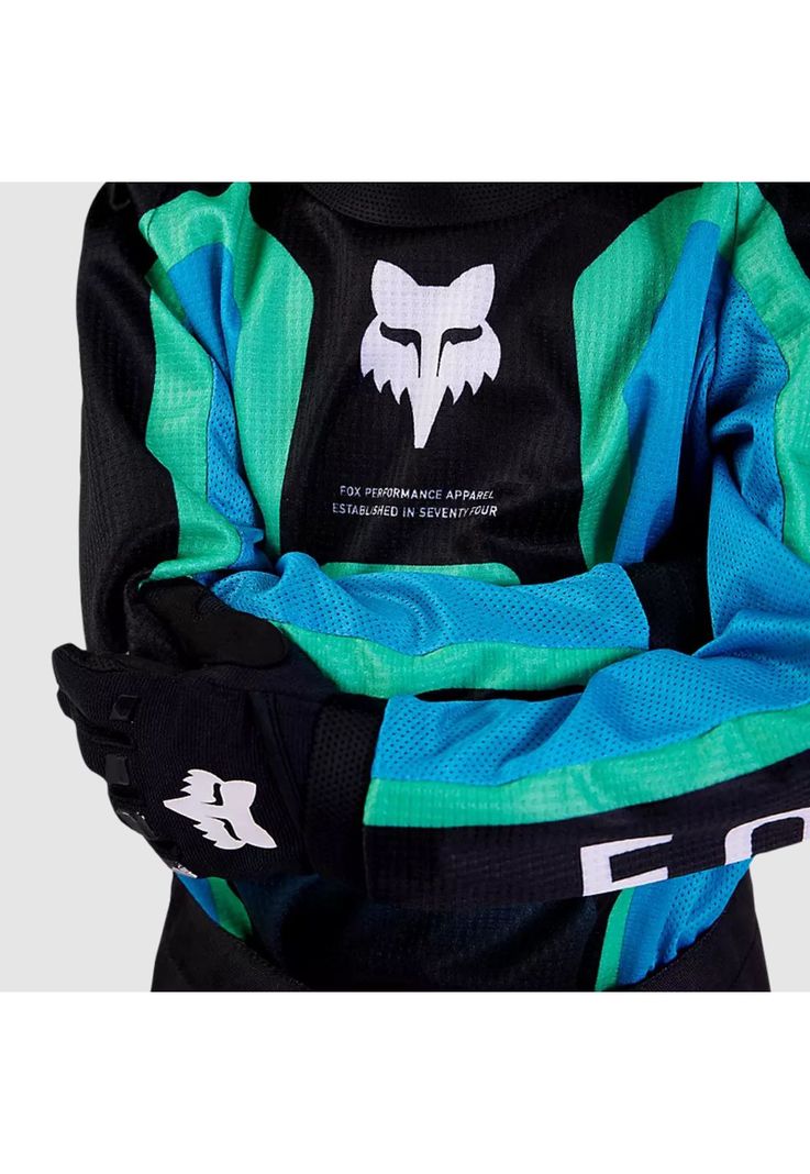 Polera Moto Infantil 180 Ballast Negro/Azul Fox-2