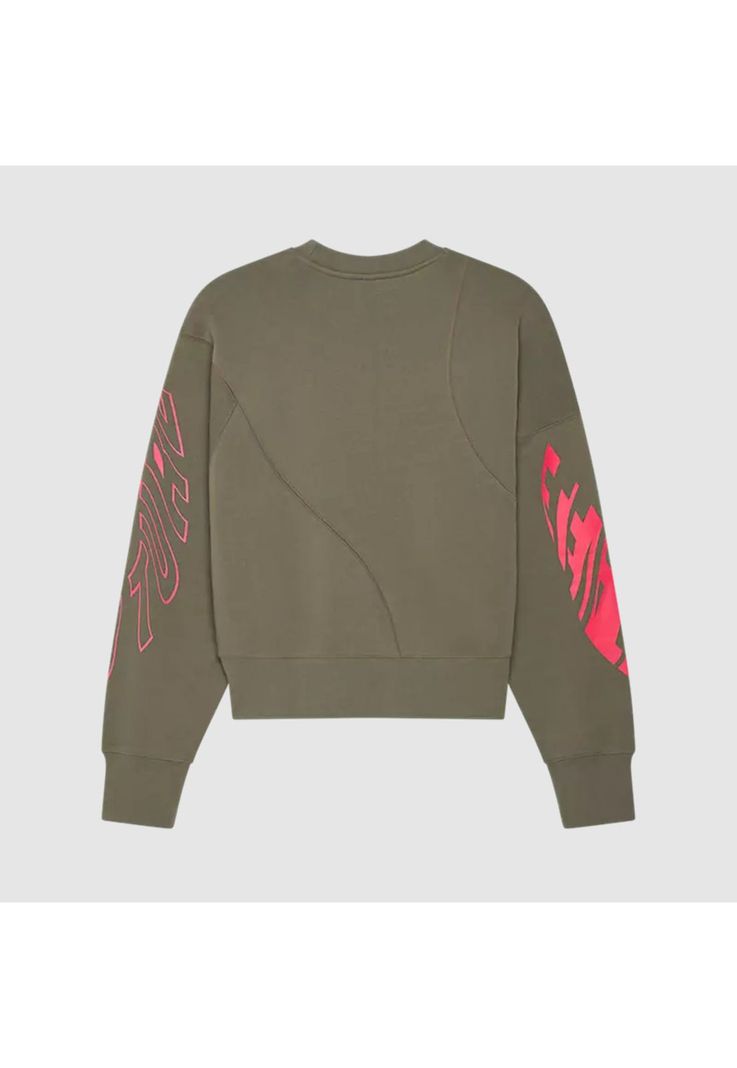 Poleron Lifestyle Oversize Mujer Elevated Crew Verde Oliva Fox-1
