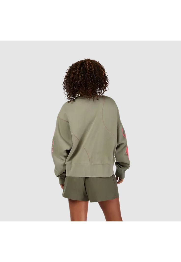 Poleron Lifestyle Oversize Mujer Elevated Crew Verde Oliva Fox-3