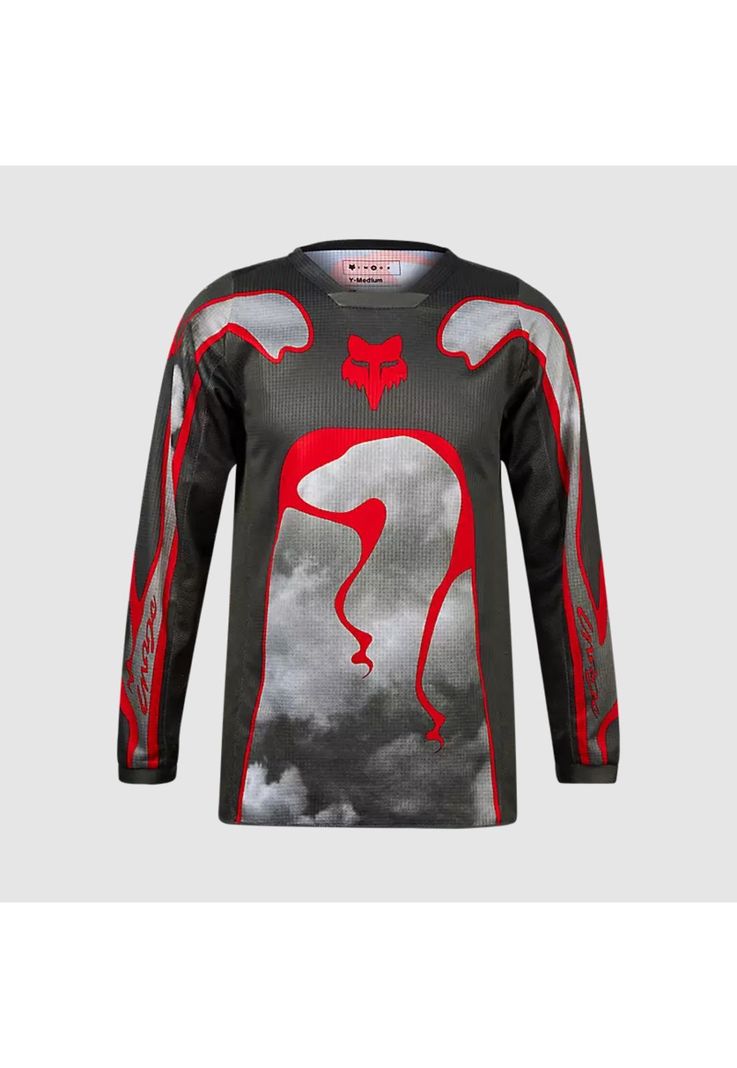 Polera Moto Niño 180 Atlas Gris/Rojo Fox-0