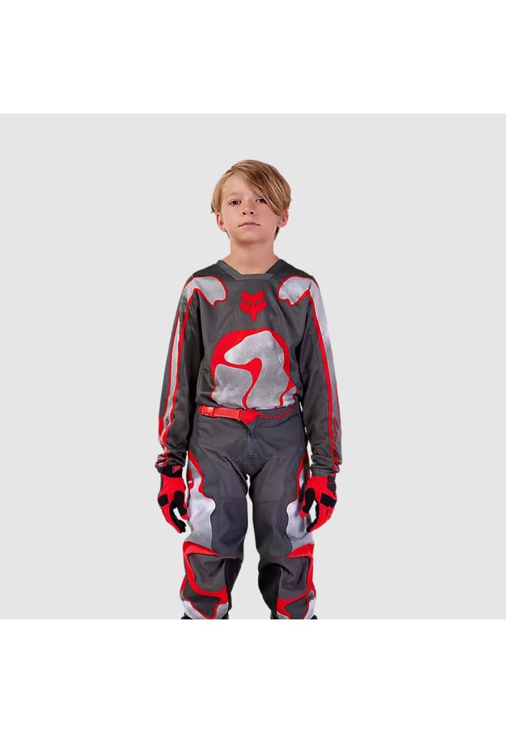 Polera Moto Niño 180 Atlas Gris/Rojo Fox-1