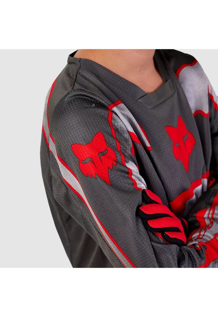 Polera Moto Niño 180 Atlas Gris/Rojo Fox-3