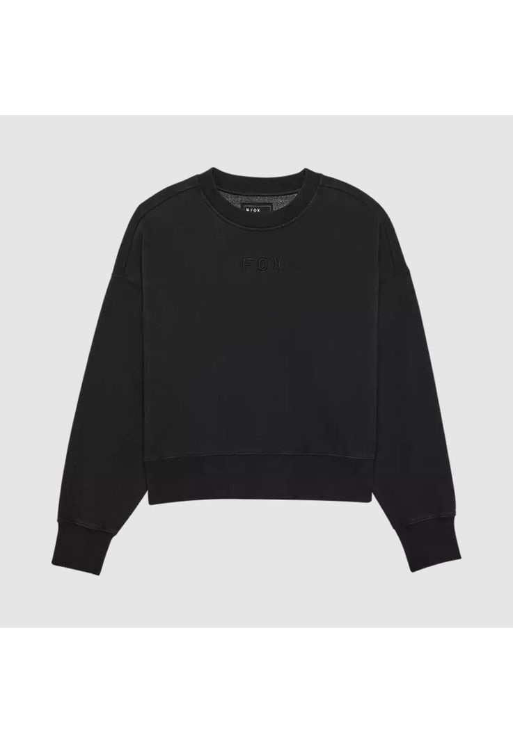 Poleron Lifestyle Mujer Wordmark Crew Oversize Negro Fox-0