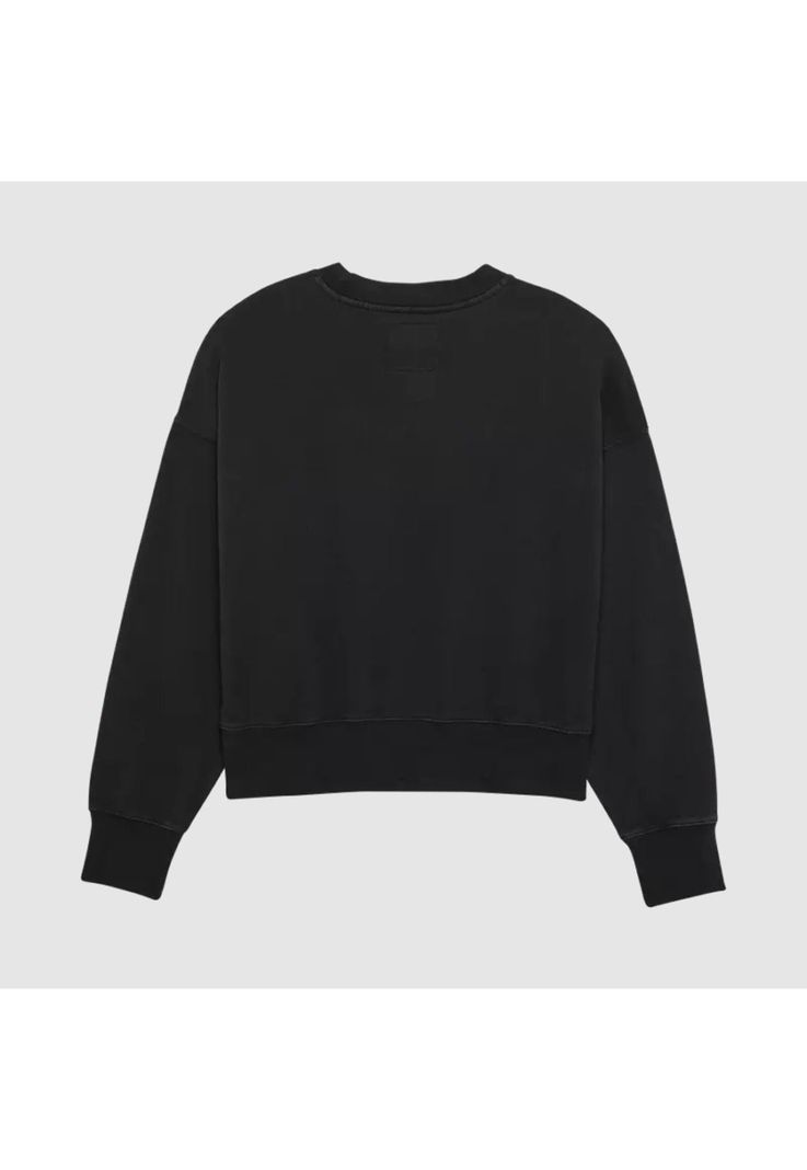 Poleron Lifestyle Mujer Wordmark Crew Oversize Negro Fox-1