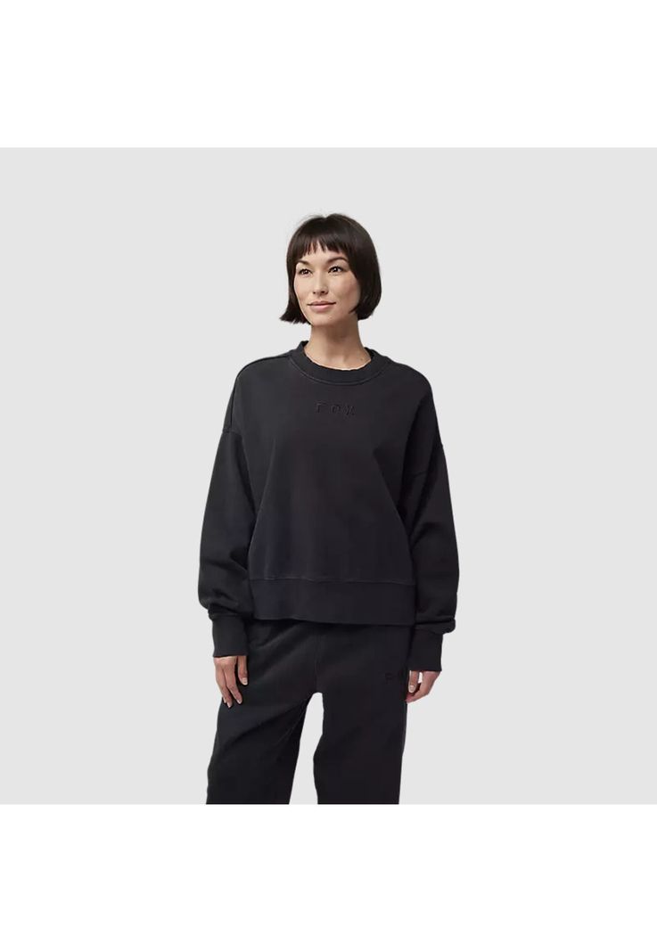 Poleron Lifestyle Mujer Wordmark Crew Oversize Negro Fox-2