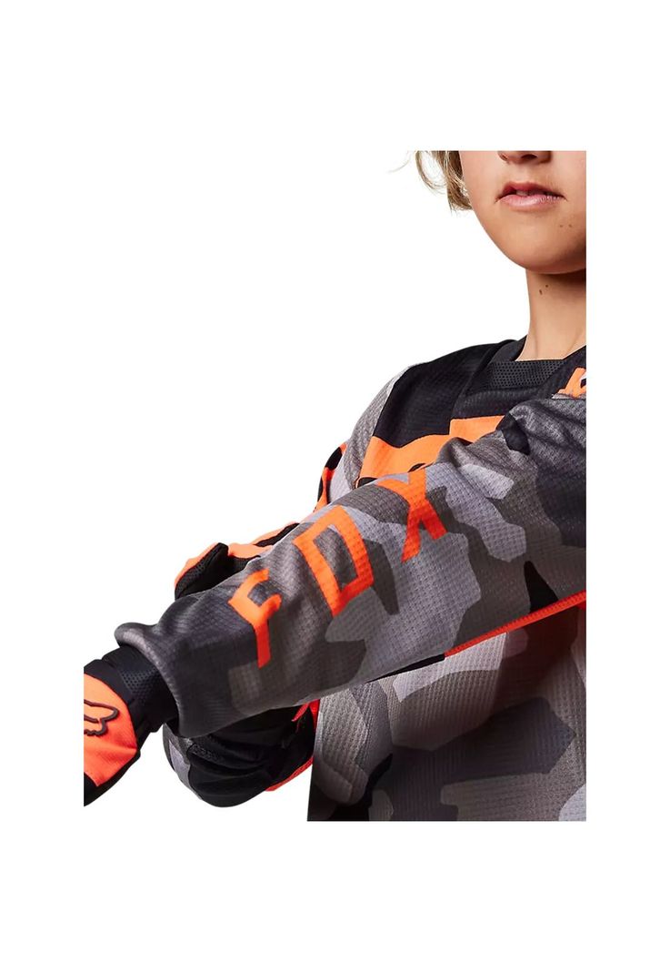 Polera Moto Niño 180 BKNR Camo Gris/Naranjo Fox-4