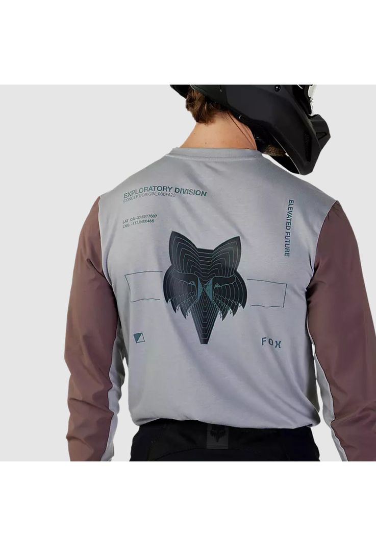 Polera Moto Ranger Off Road Manga Larga Gris Fox-4