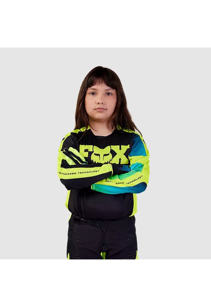 Polera Moto Niño 360 Streak Negro/Amarillo Fox-1