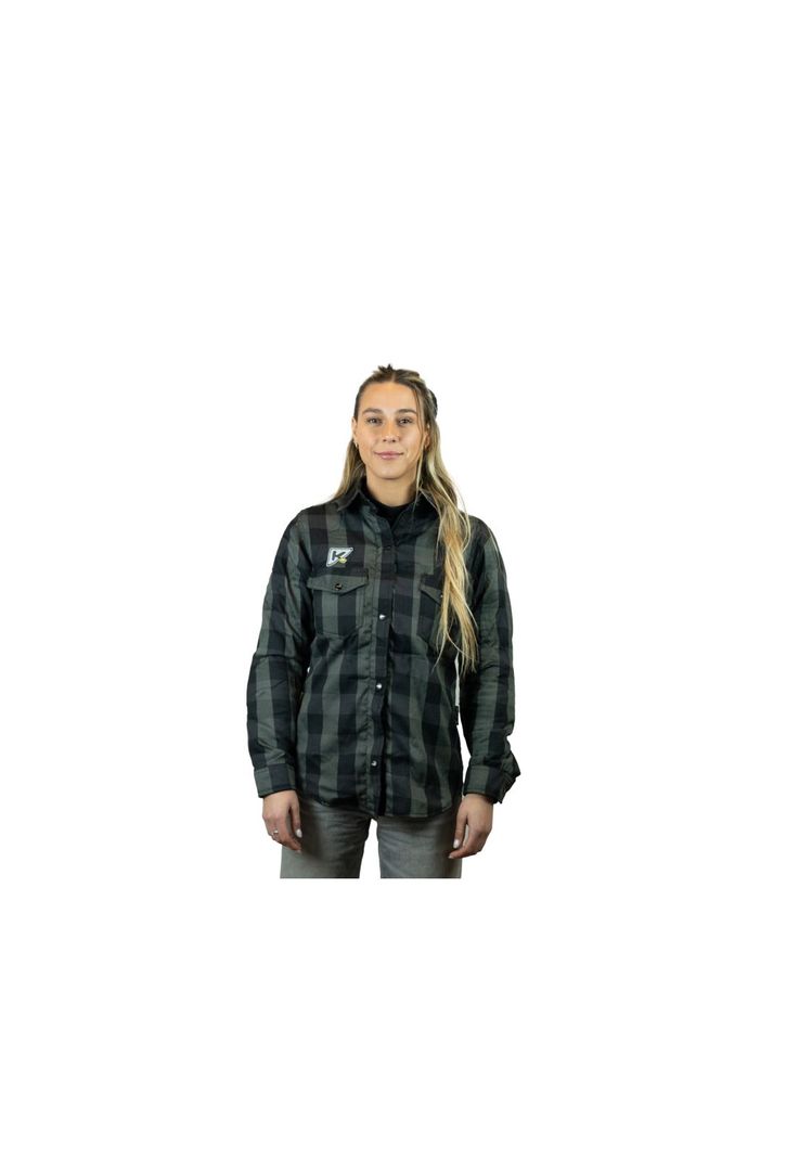 Chaqueta Moto Calle Mujer Woman Flannel Verde/Negro KMZ-0