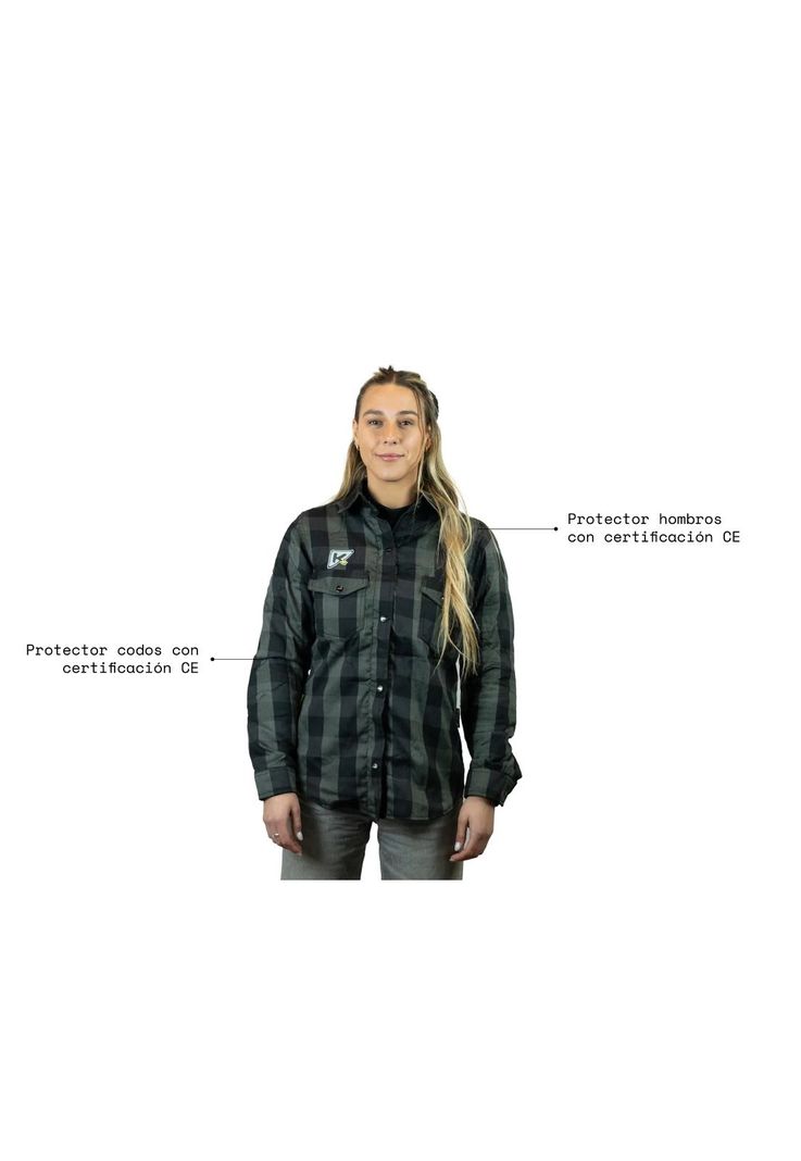 Chaqueta Moto Calle Mujer Woman Flannel Verde/Negro KMZ-1
