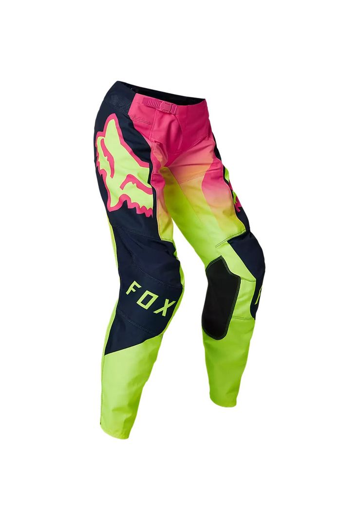 Pantalon Moto Mujer 180 Leed Rosado/Amarillo Fox-0