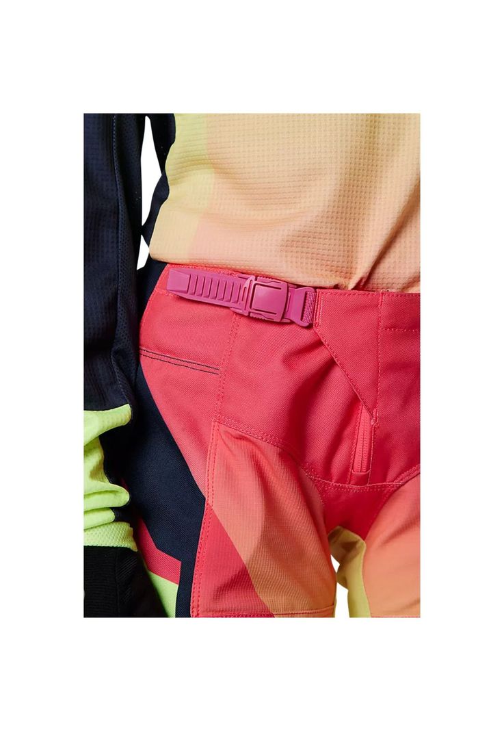 Pantalon Moto Mujer 180 Leed Rosado/Amarillo Fox-3