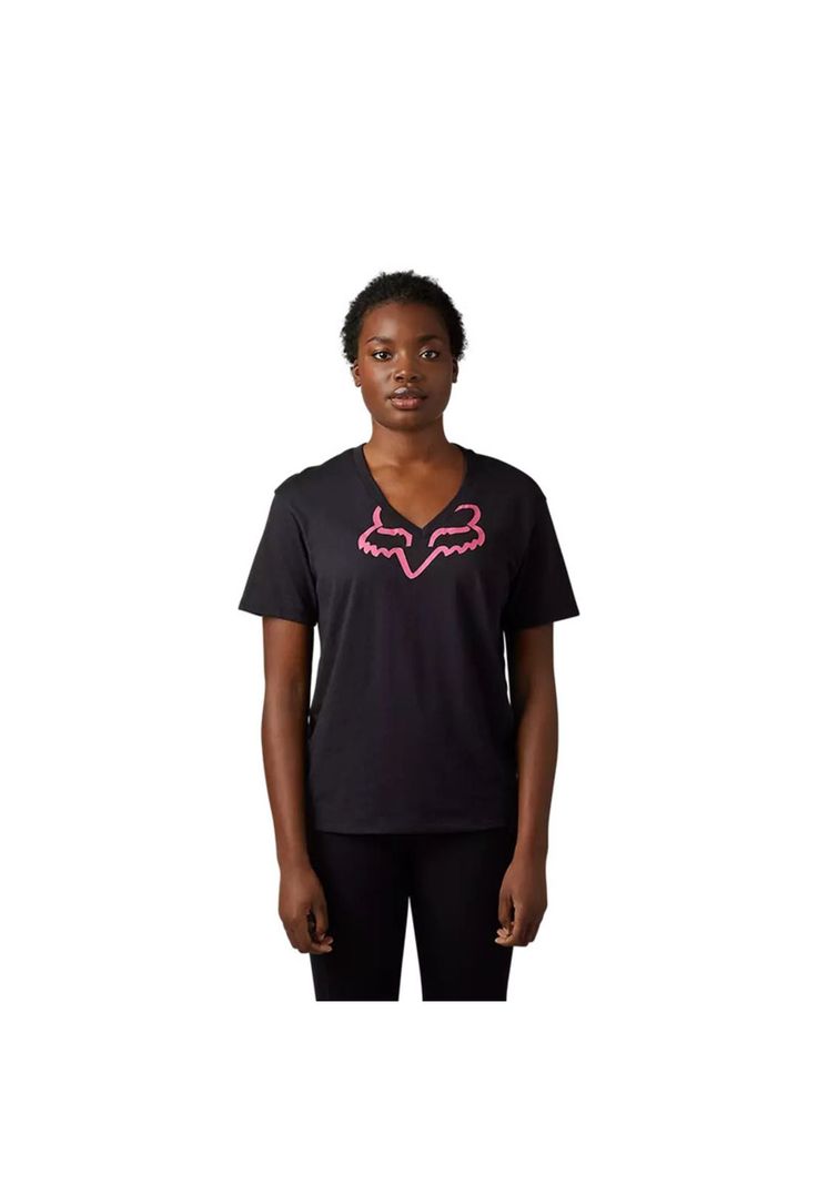 Polera Lifestyle Mujer Boundary Manga Corta Negro/Rosado Fox-0