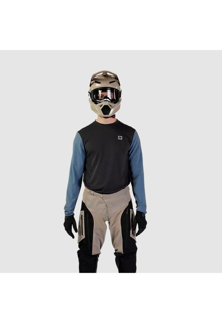 Polera Moto Ranger Off Road Manga Larga Negro/Azul Fox-1