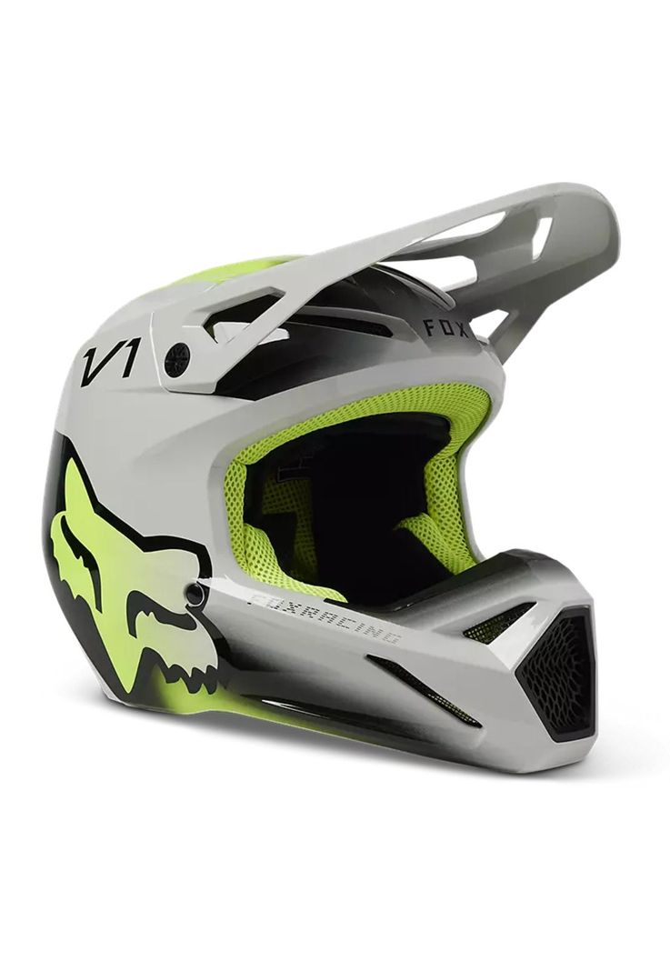 Casco Moto Niño V1 Toxsyk Gris/Amarillo Fox-0