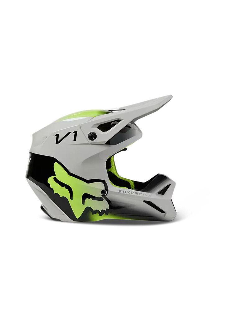 Casco Moto Niño V1 Toxsyk Gris/Amarillo Fox-1