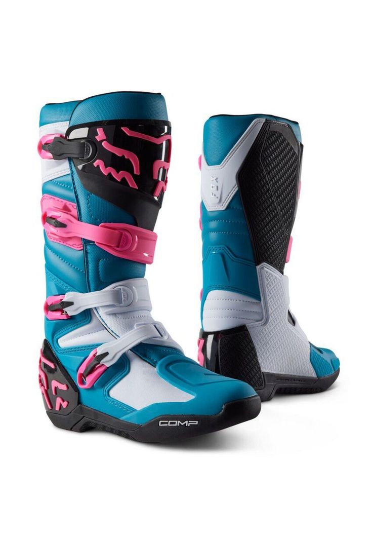 Botas Moto Comp Celeste Fox-0