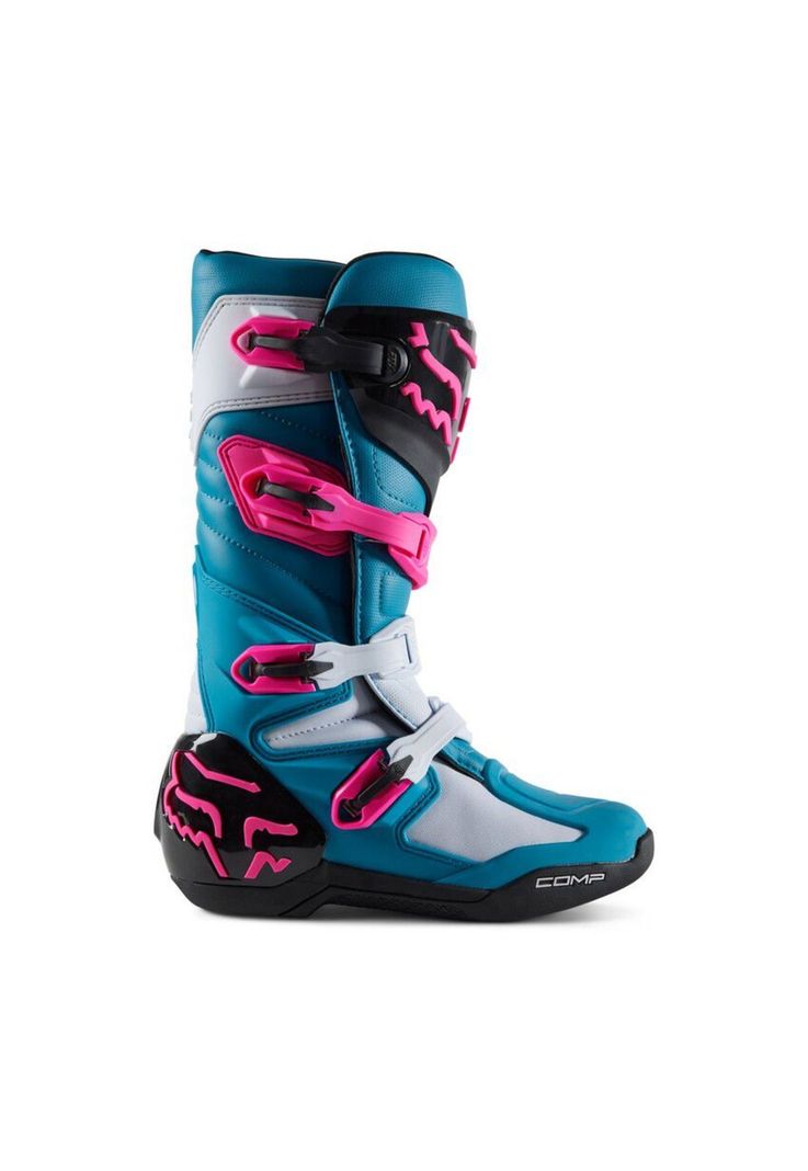 Botas Moto Comp Celeste Fox-1